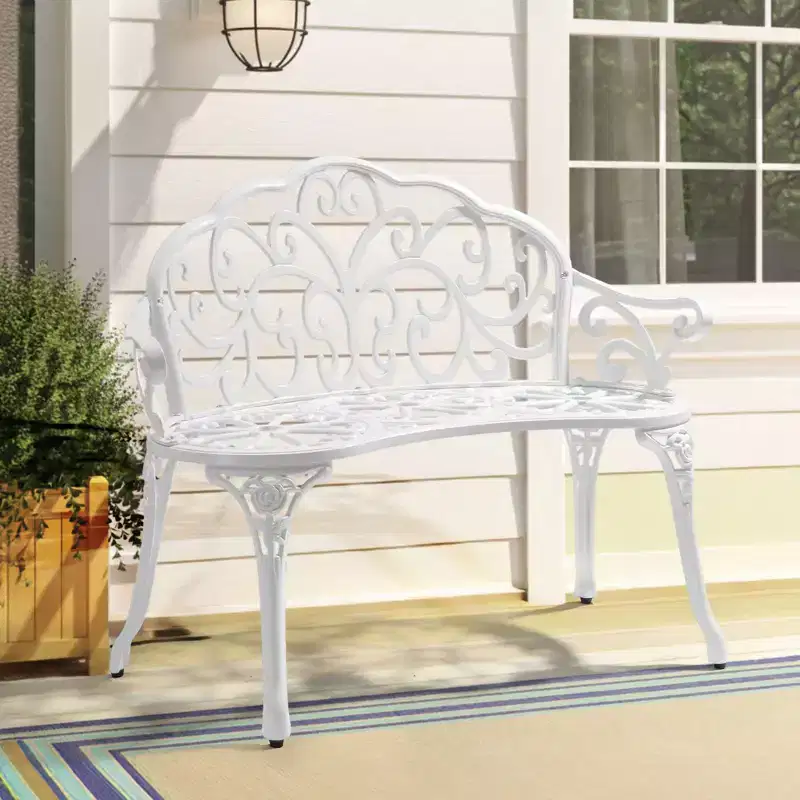 Karl Home | 38.5-Inch Cast Aluminum Garden Bench