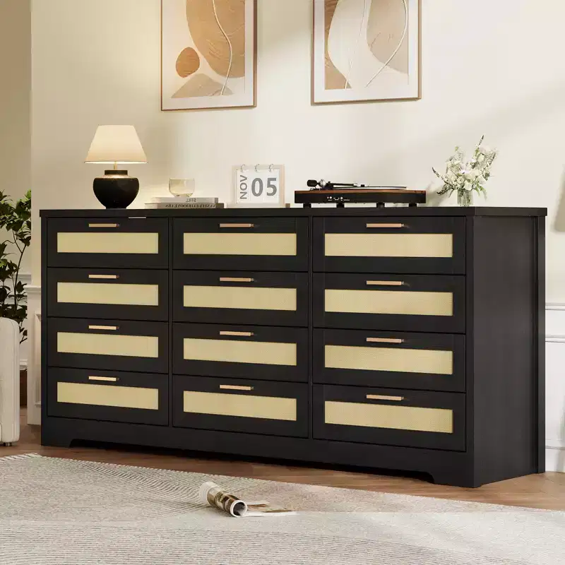 COZONY 12-Drawer Dresser, 63 Wide Modern Chest of Drawers with Wooden Handles, Bedroom Storage Organizer & TV Stand for Living Room, Hallway