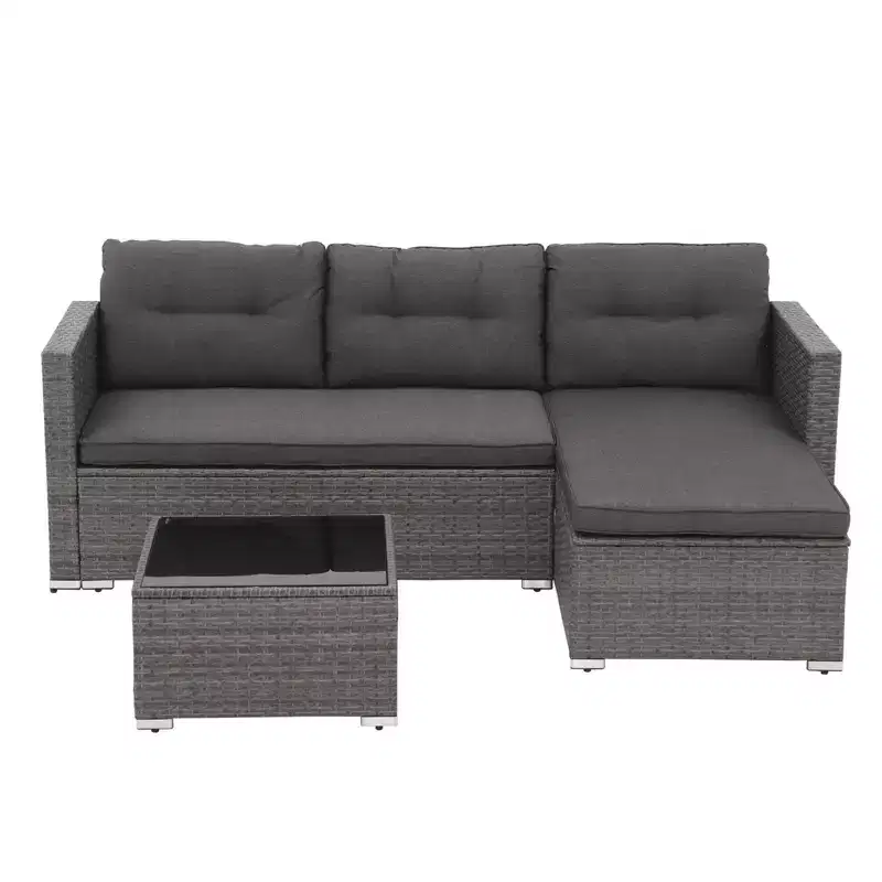 Sunsitt 3pc Steel Wicker Outdoor Patio Sofa Set