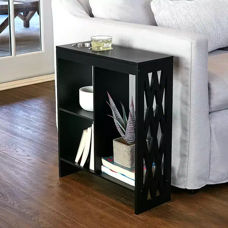 The Lakeside Collection Decorative End Table with Drink Holder -