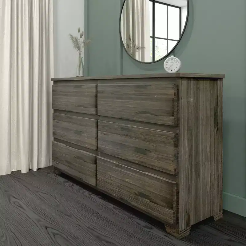 Solid Wood Farmhouse 6 Drawer Dresser
