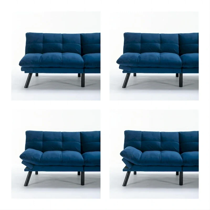 Navy Blue 70.87 Convertible Folding Sofa Bed with Adjustable Armrests