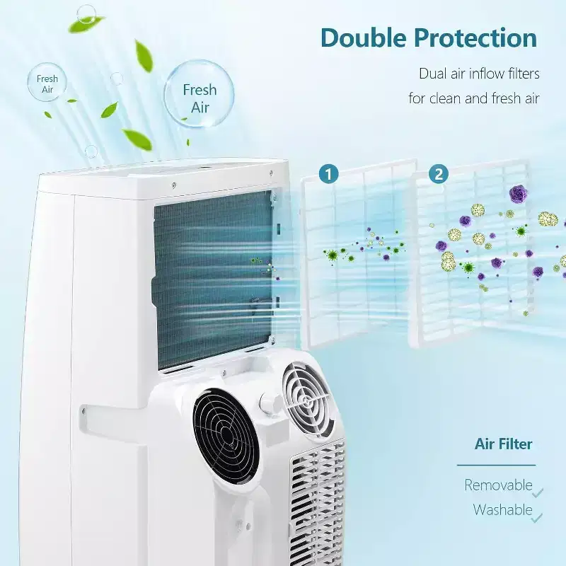 14,000 BTU Portable AC with Remote! Cools Rooms up to 700 Sq.Ft. 3 in 1 Function, Digital Display, 24H Timer, Installation Kit