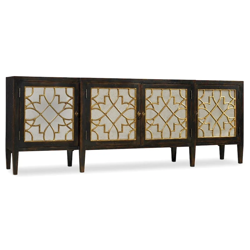 Four Door Mirrored Console- Ebony - 20W x 105L x 38H