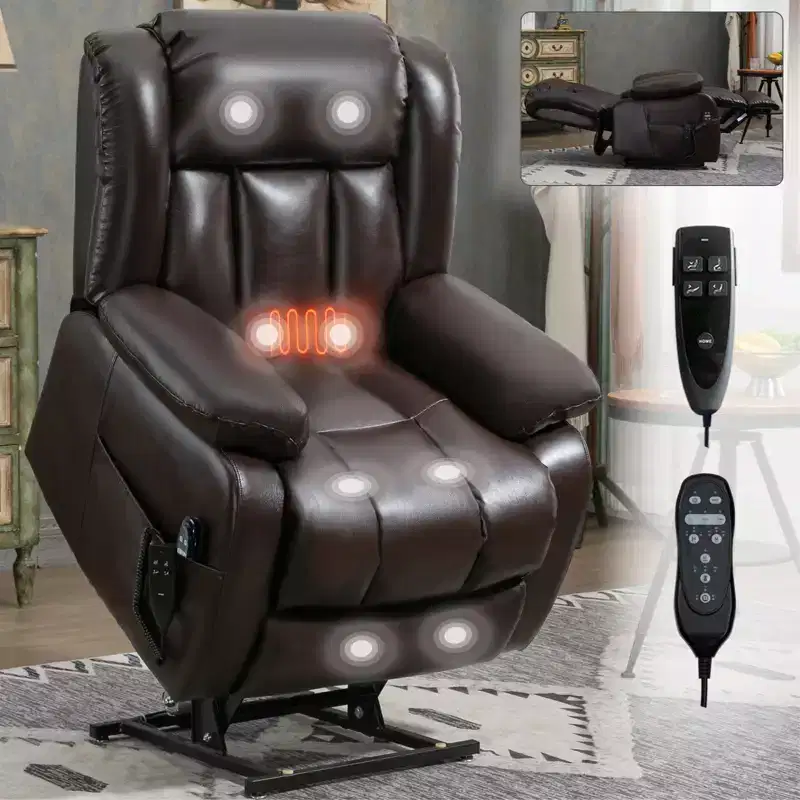 CLIHOME Dual Motor Infinite Position Electric Medium Size Power Lift Recliner Chair with 8-Point Vibration Massage and Lumbar Heating