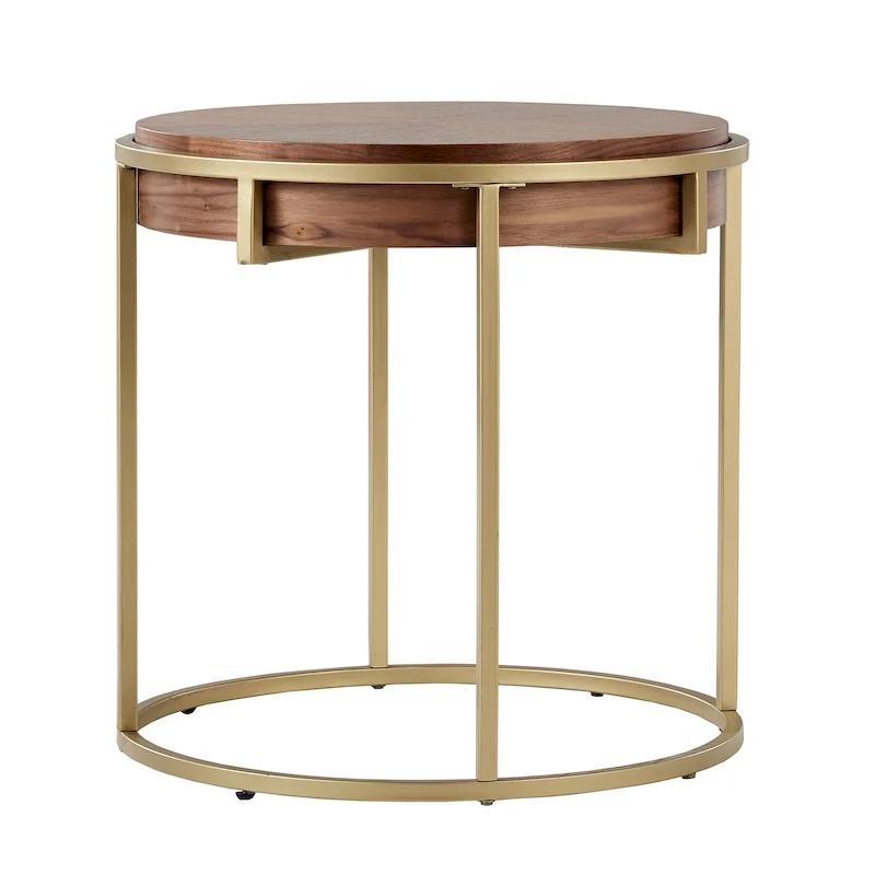 Cooke Round End Table with Metal Base