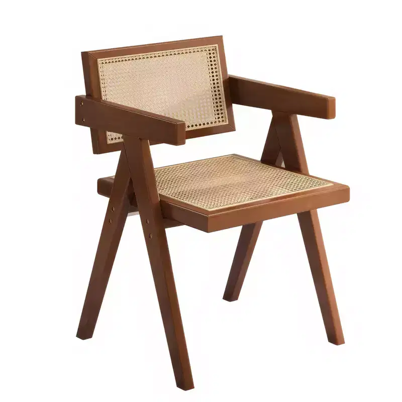 TUYOHW 1/2 PCS Dining Chairs with Armrests & Open Backrest,Rattan Kitchen Chairs with Rubber Wood Frame,Accent Chairs for Dining Room,Living Room