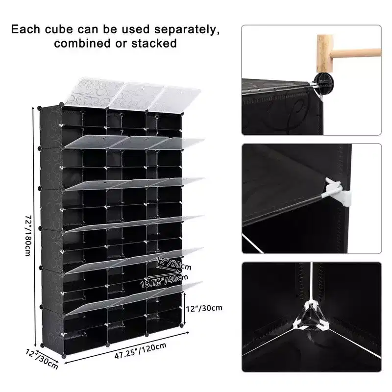 72 Pair Stackable Shoe Storage Cabinet