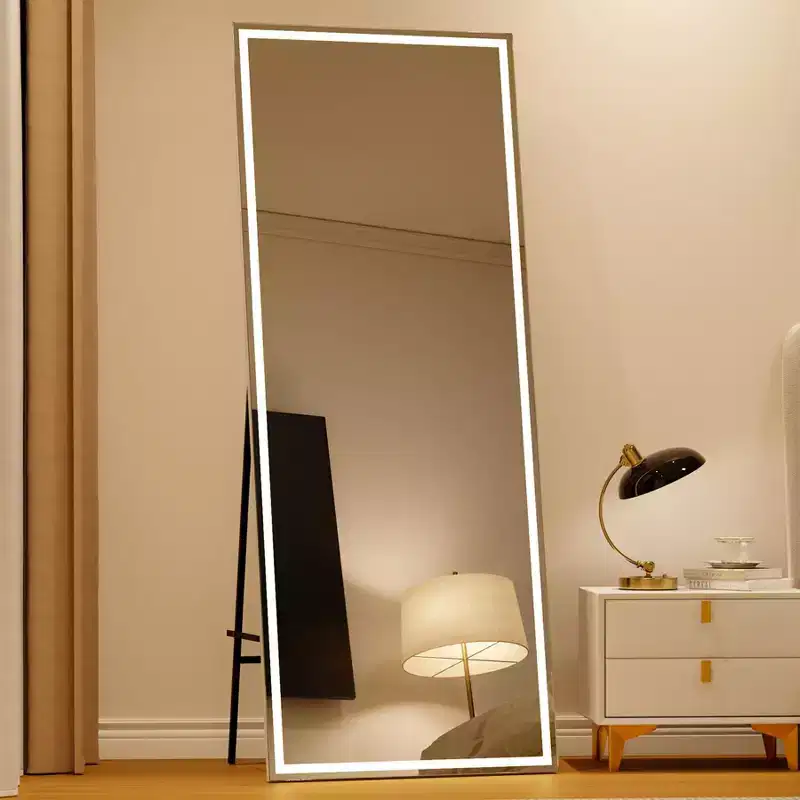 COZONY 70x28 LED Full Length Mirror, Dimmable 3-Color Light, Wall Mounted/Freestanding Full Body Floor Mirror, Metal Frame
