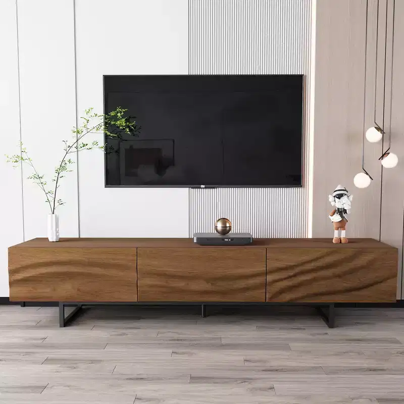 82.83 Inch Modern TV Stand with Solid Wood Drawers and Vents, Media Console for Living Room Gaoyangjiaju