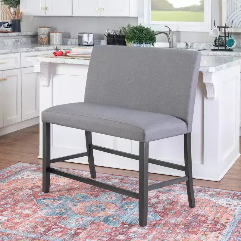 Powell Set of 2 Barnes Upholstered Counter Bench Black/Gray