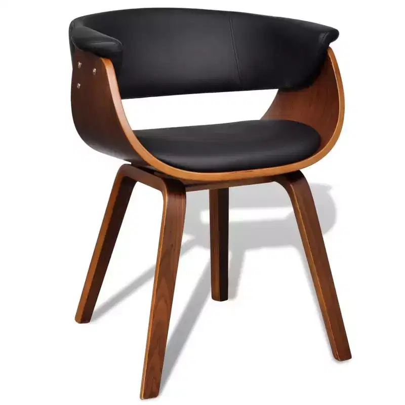XL Dining Chair Black and brown Faux leather and wood Standard