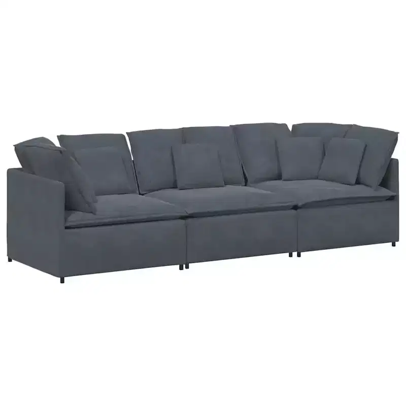 Modular Fabric Sofa in Dark Gray - Durable Metal Frame Couch with Customizable Sections for Living Room/Lounge Seating Furniture
