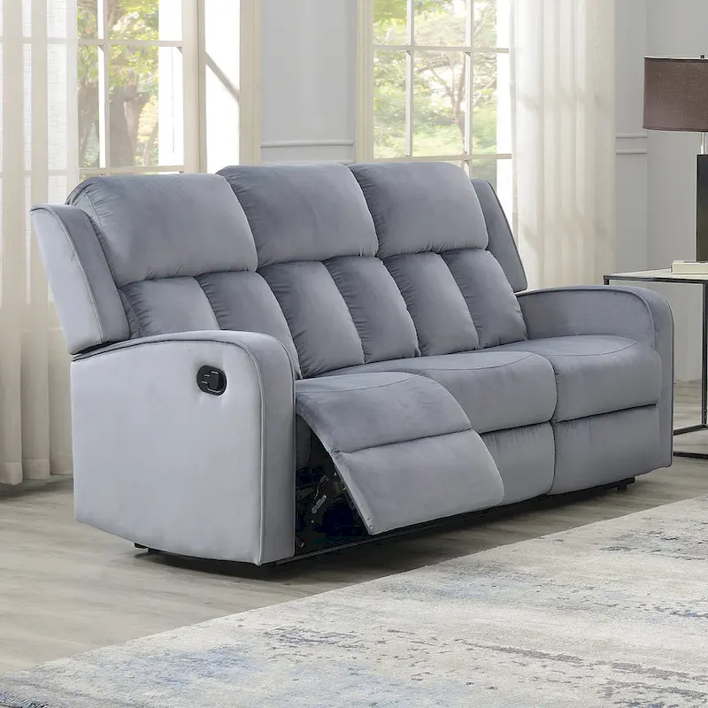 Blue-Grey Fabric Manual Reclining Sofa – 72