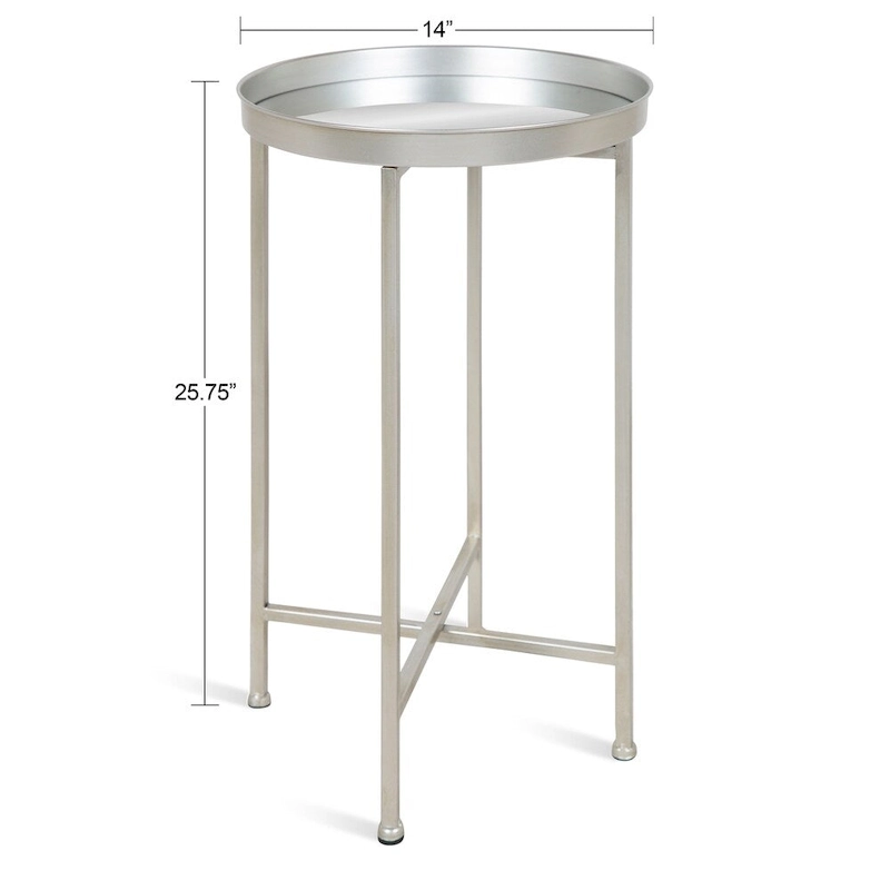 Kate and Laurel Celia Round Metal Foldable Tray Table - 14x14x25.75