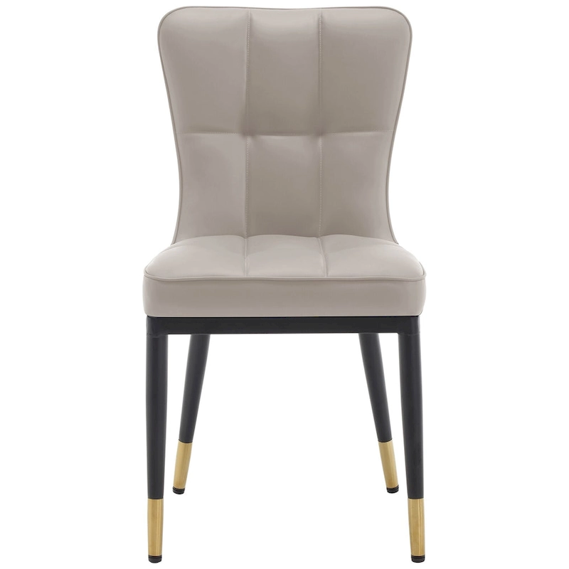Faux Leather Upholstered Dining Chairs Set of 4 with Checked Pattern