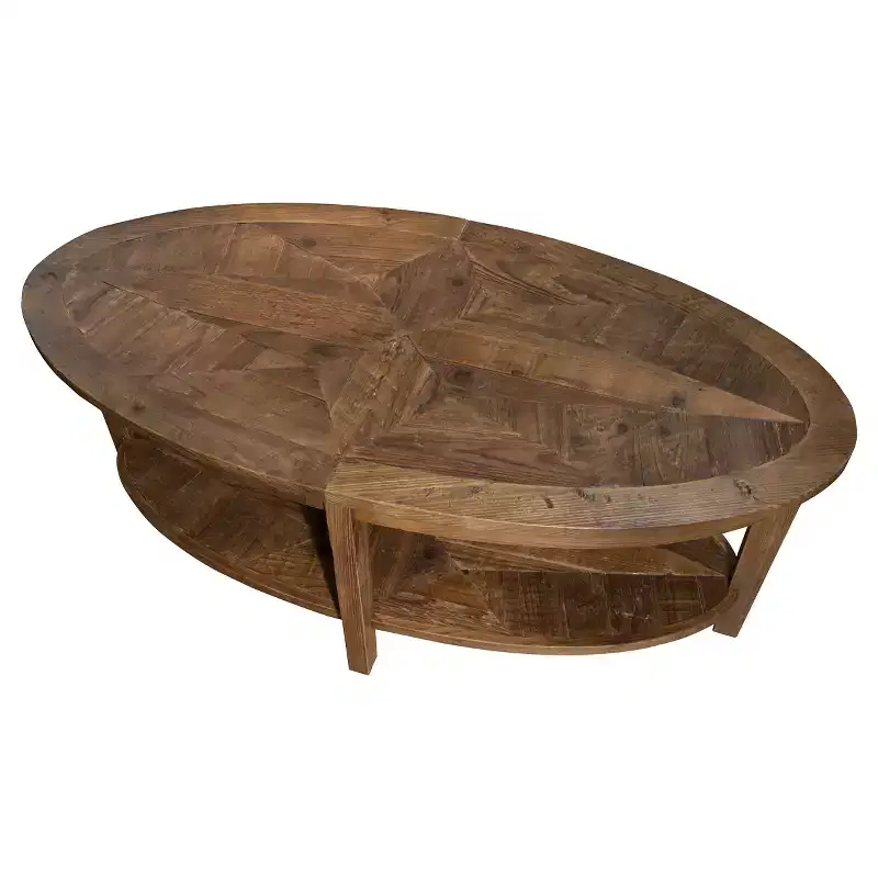 Alaterre Revive 48-inch Oval Coffee Table with Storage Shelf for Living Room Décor, Natural