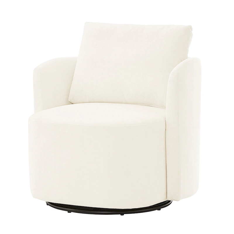 360 Swivel Chair, 29.9 Accent Barrel Armchair, Upholstered Swivel Sofa Chair with Curved Design