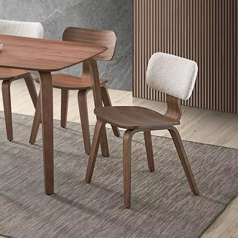 Simple Relax Set of 2 Wooden Side Chairs in Walnut and White