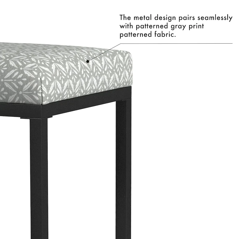Backless Industrial Metal Counter Stool, 24in Seat Height, Textured Weave Fabric, Black Finish