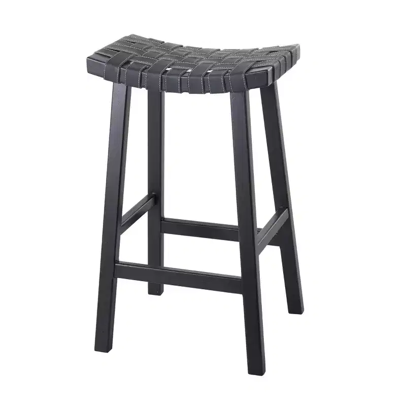Rustic Birch Barstool Black - Olivia & May: 30 Fixed Height, Wood Frame, Spot Clean