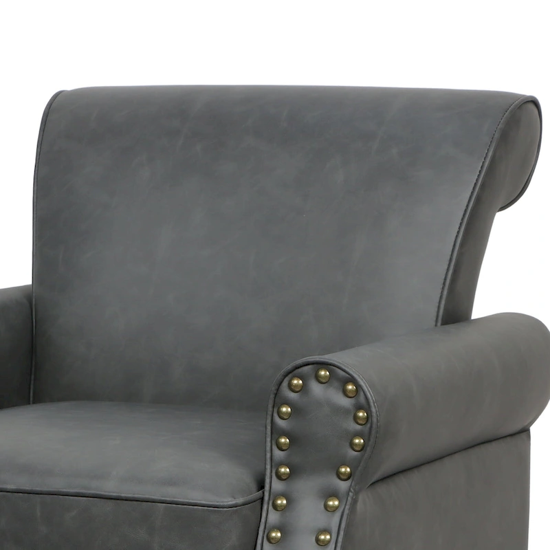 Nailheads Accent Chair Faux Leather Armchair