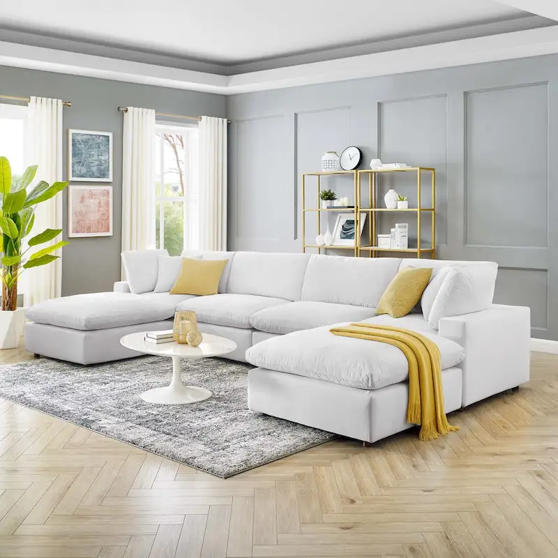 Commix Down Filled Overstuffed Velvet 6-Piece Sectional Sofa