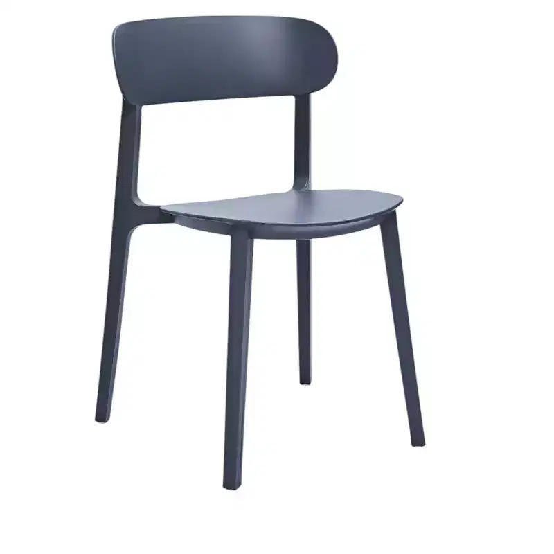 Set of Four Gray Heavy Duty Plastic Dining Side Chairs