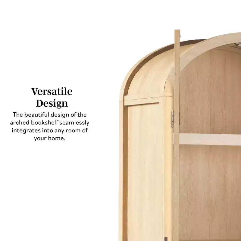 76" 5 Shelf Arched Bookcase Cabinet