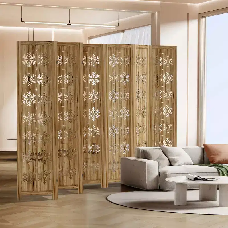 127*67 in Wood Room Divider Folding Privacy Screen Freestanding Partition for Indoor, 8-Panels, Brown