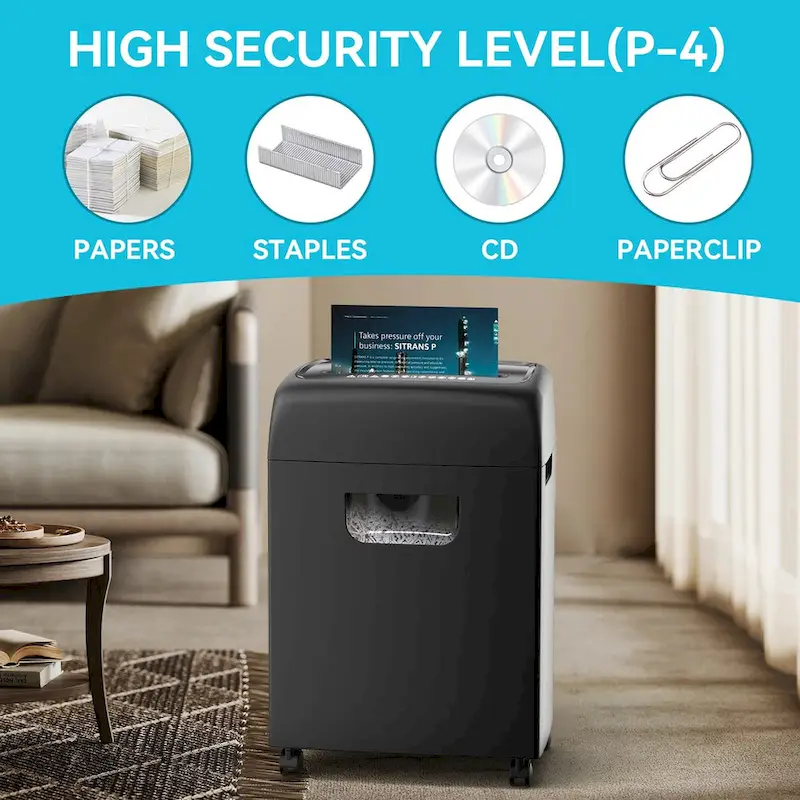 Mobile Paper Cutter Paper Shredder Cross Cut Low Noise Large Capacity