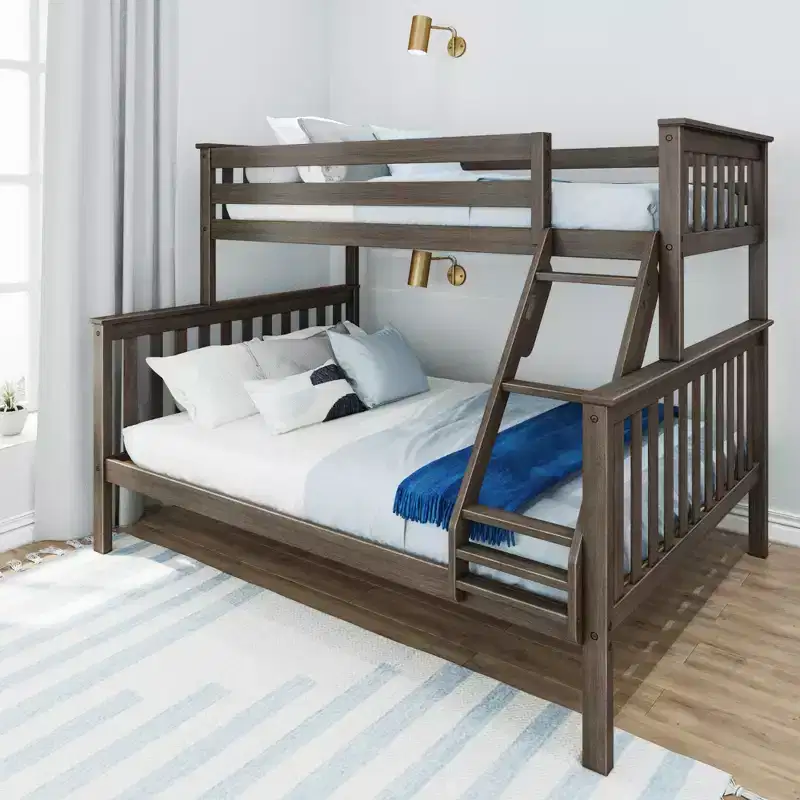 Solid Wood Twin XL over Queen Bunk Bed for Kids