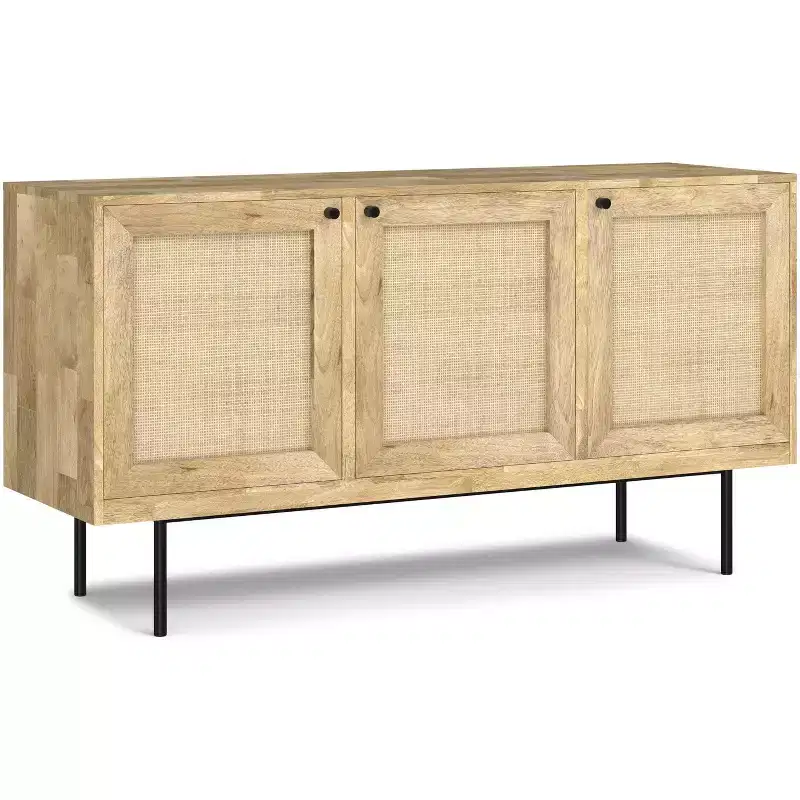 Wellspring SOLID MANGO WOOD 57 inch Wide Rectangle Contemporary Modern Sideboard Buffet in Natural