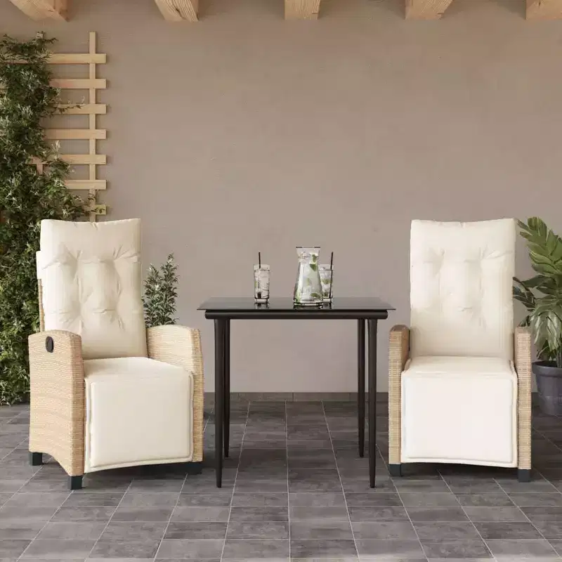 vidaXL Outdoor Dining Set with Cushions and Rectangular Table