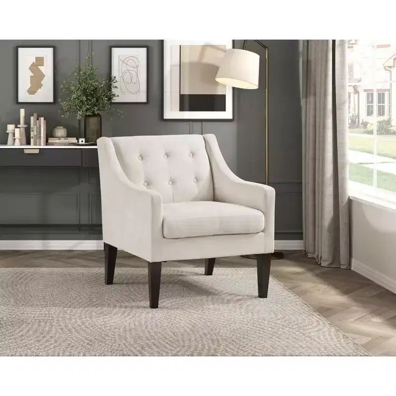 Okak Accent Chair Contemporary Living Room Chair with Upholstered Button-Tufted Fabric Cushion Comfy Armchair for Reading Room Bedroom