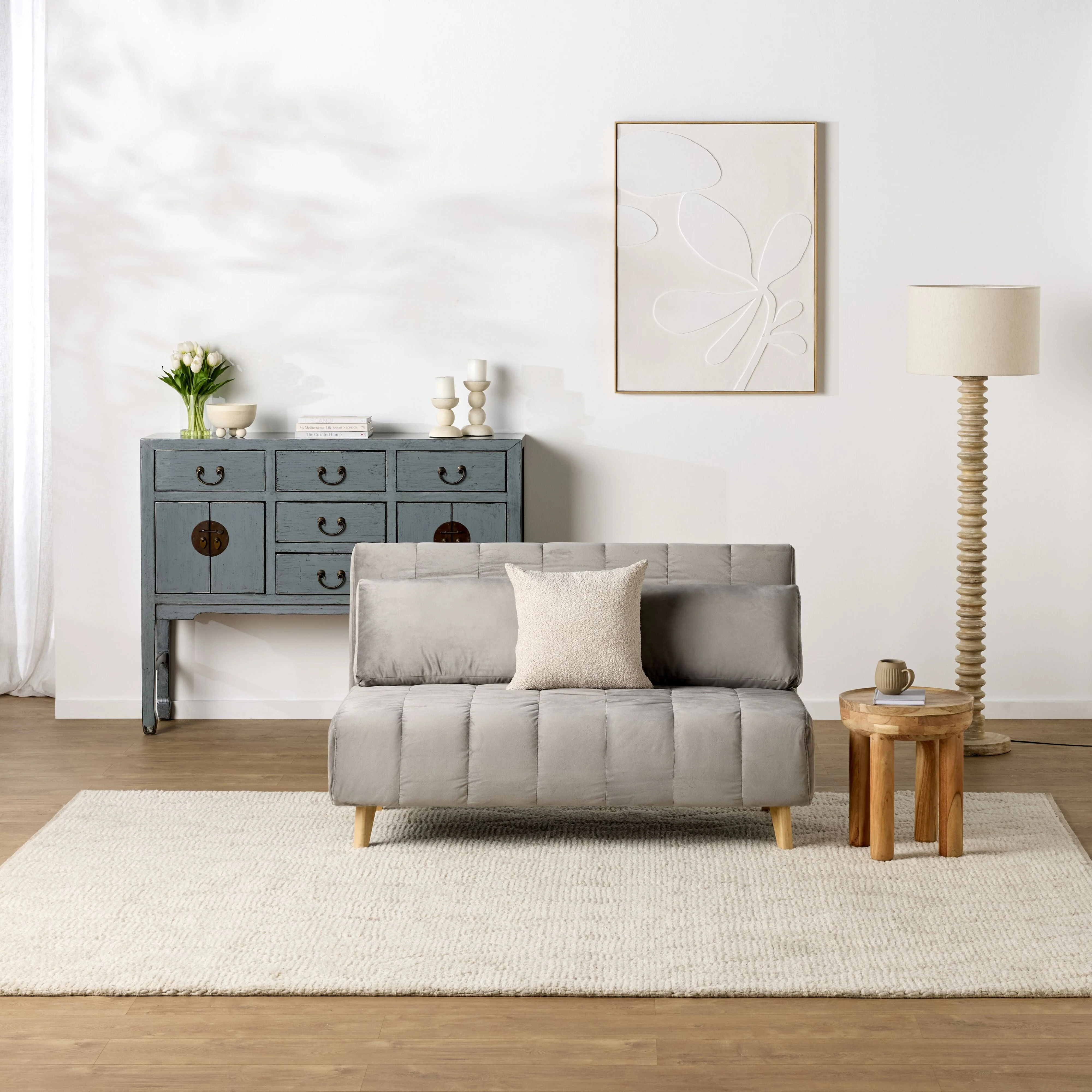 Velvet Double Sofa Bed Graphite