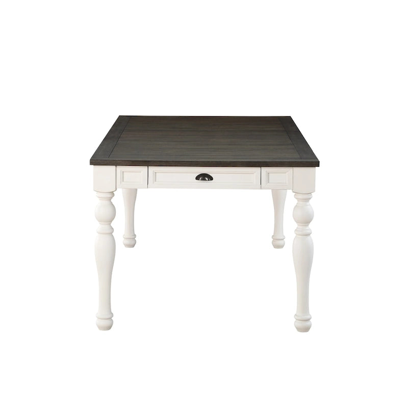 Farmhouse Two-Tone 80-Inch Dining Table - Two Tone Soft White and Dark Oak
