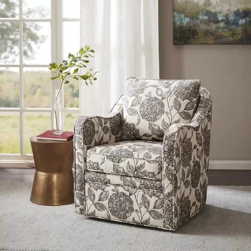 Madison Park Betty Slub-weave Wide-seat 360-degree Swivel Armchair Set of 2