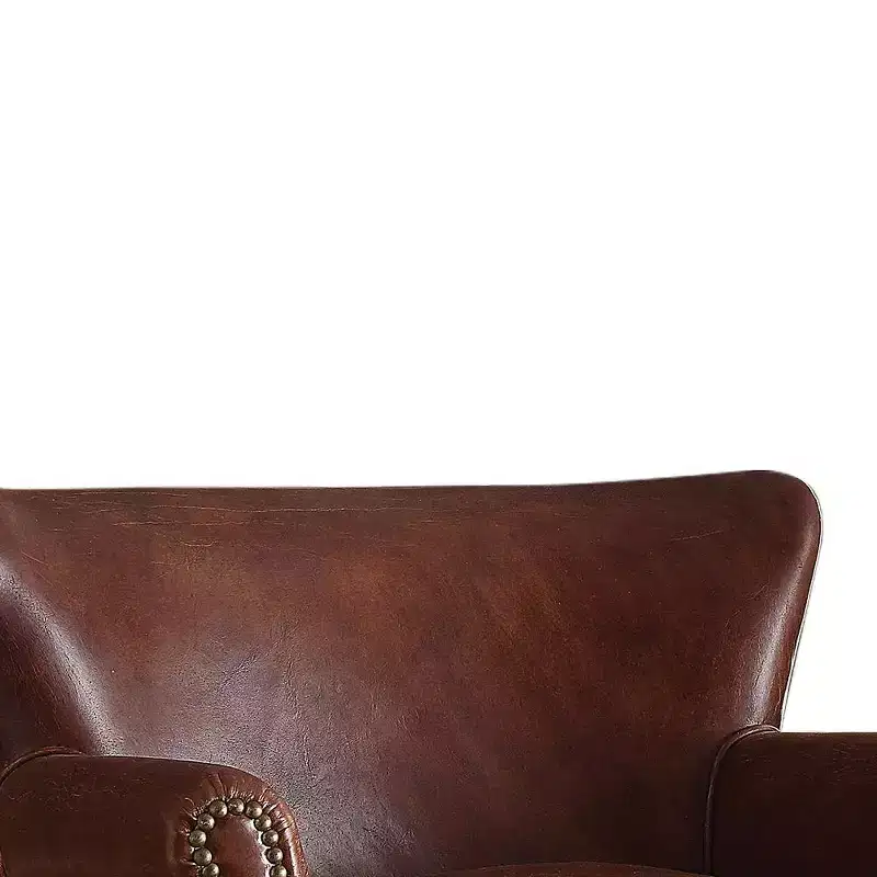 Acme Furniture Leeds Accent Chair Vintage Dark Brown Top Grain Leather
