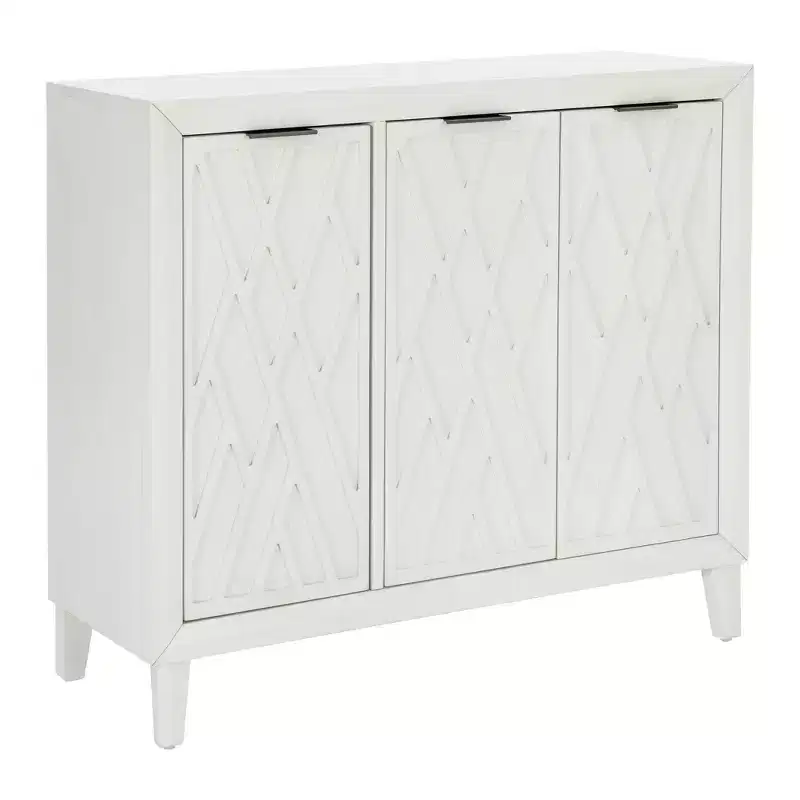 Solid Wood Accent Cabinet with 3 Doors and 2 Adjustable Shelves