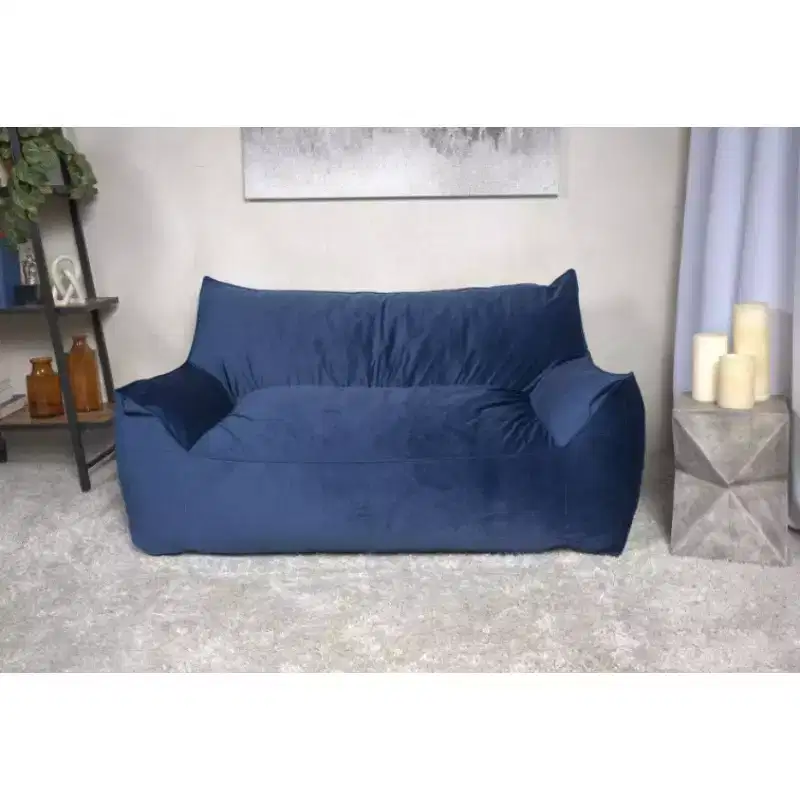 Okak 2-Seater Velvet Bean Bag Chair,Oversized Lounger Beanbag Chair Sofa with Armrests & Removable Cover,Floor Sofa for Living Room Bedroom