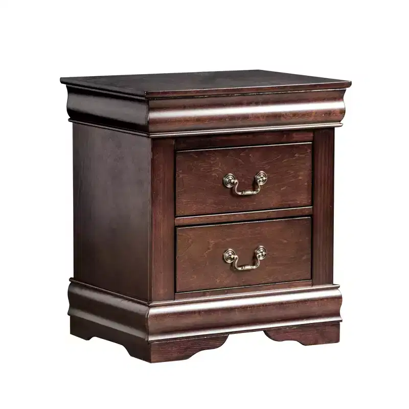 2 Dovetail Drawers Classic Transitional Solid Wood Nightstand with Handle