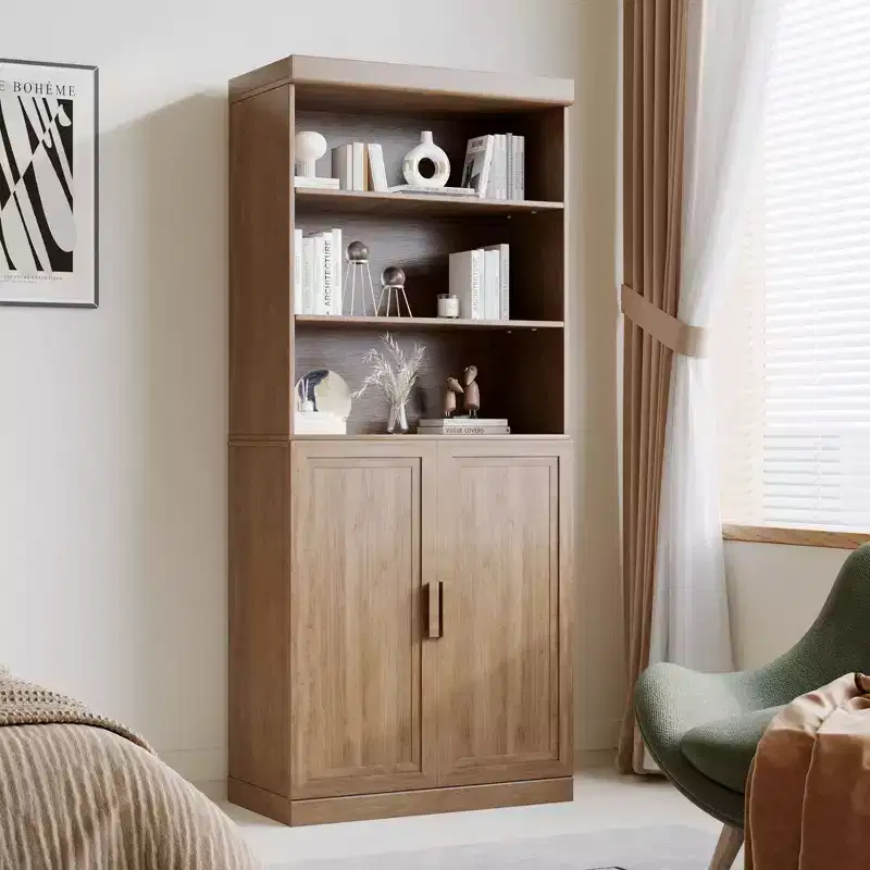 Large-capacity Glass Door Storage Cabinet, Stylish, Elegant And Beautiful. It's Practical For Storage And A Magic Tool To Say Goodbye To Home Clutter.