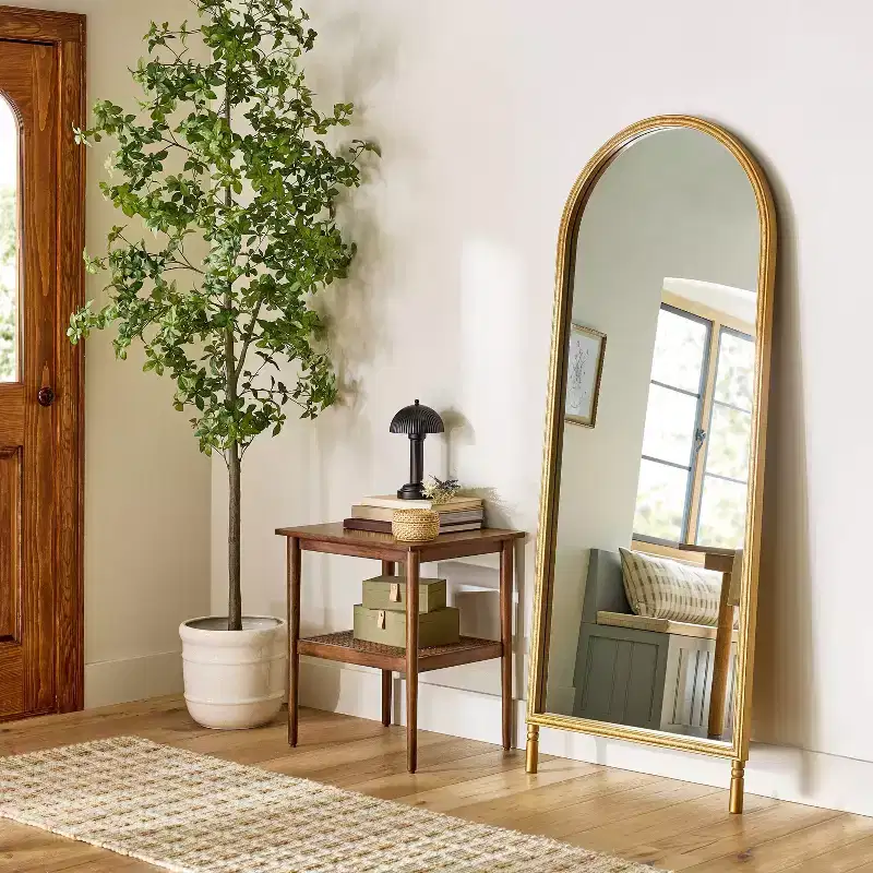 Arched 28"x70" Wood Framed Leaner Mirror Brass - Hearth & Hand™ with Magnolia