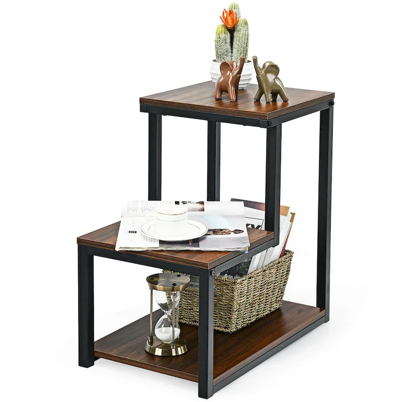 3-Tier End Table Nightstand with Storage Shelf | Modern Bedside Side Table