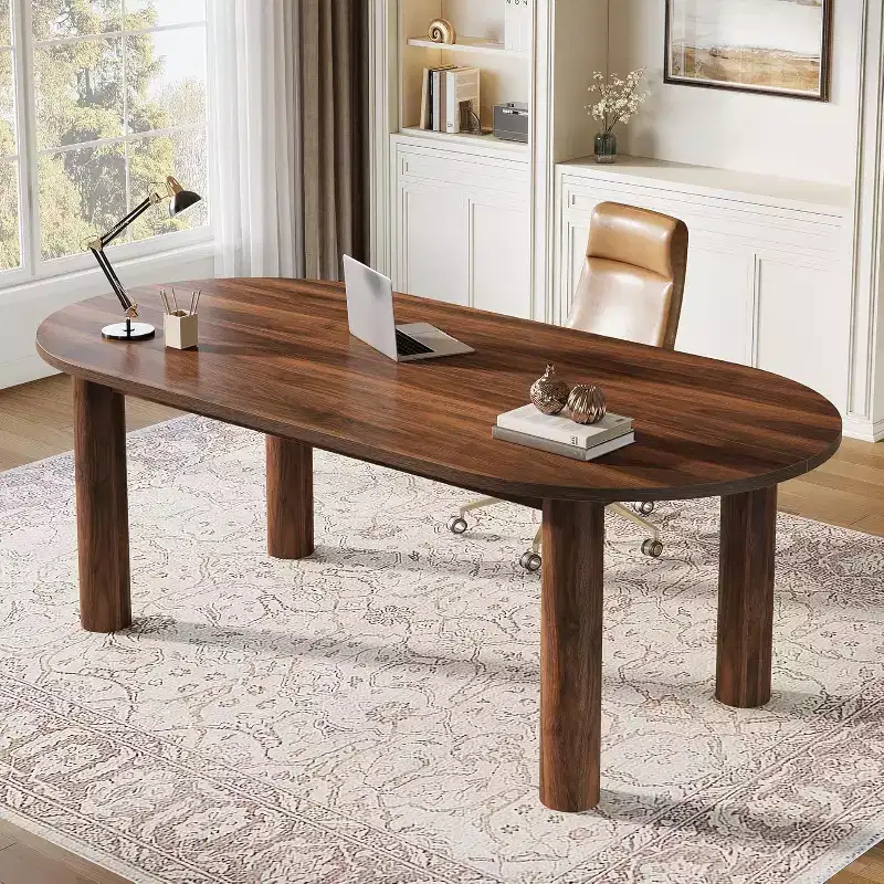 Lantine 63 Executive Desk, Wooden Computer Desk, Large Study Writing Table Business Furniture Workstation for Home Office