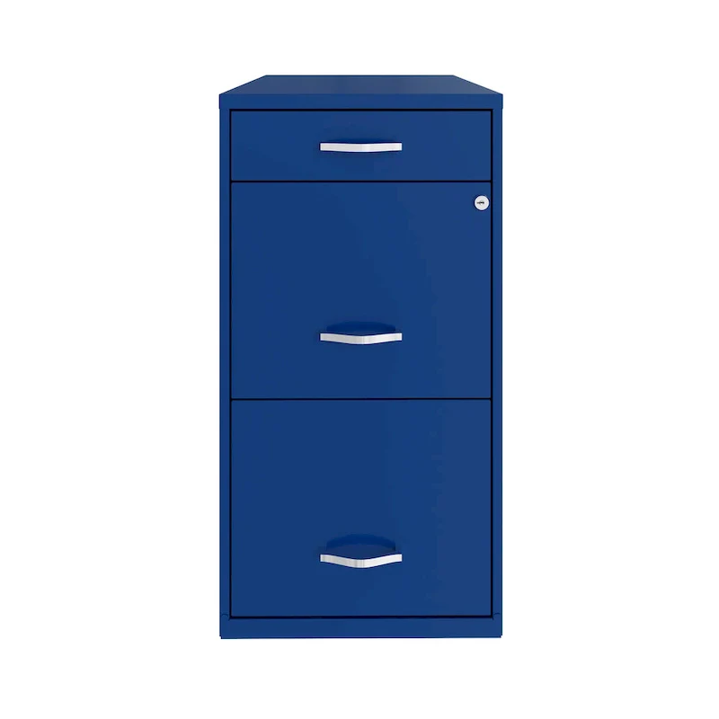 3-Drawer Metal File Cabinet, Letter Size, Cam Lock, Classic Blue, 18
