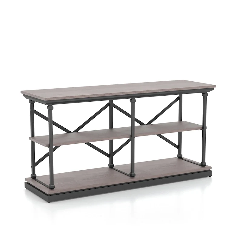 Transitional 59-inch Steel 2-Shelf Console Table