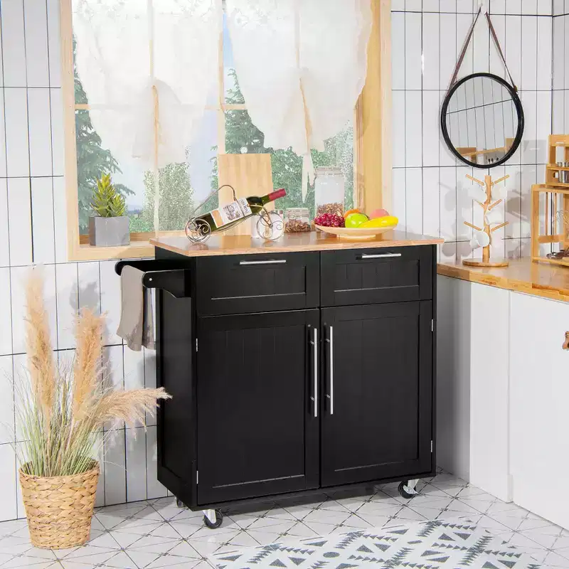 Rolling Kitchen Cart Island – Heavy Duty Storage Trolley with Drawers & Cabinet