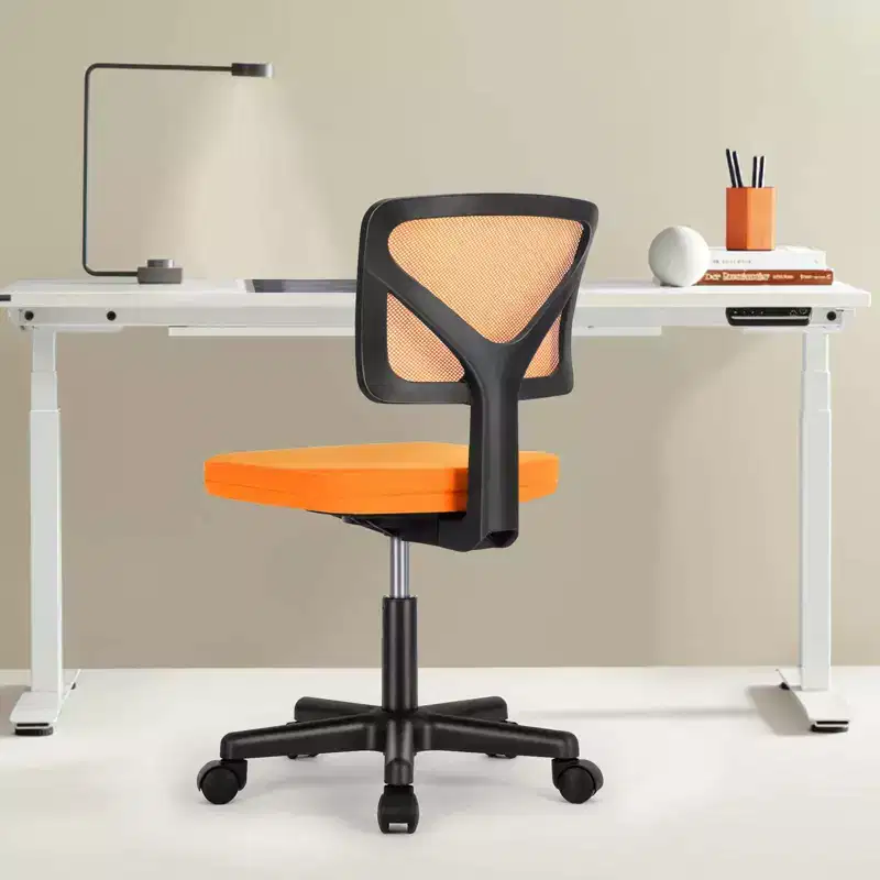 Armless Mesh Office Chair with Adjustable Height and Lumbar Support, Swivel Rolling Computer Desk Chair for Small Spaces